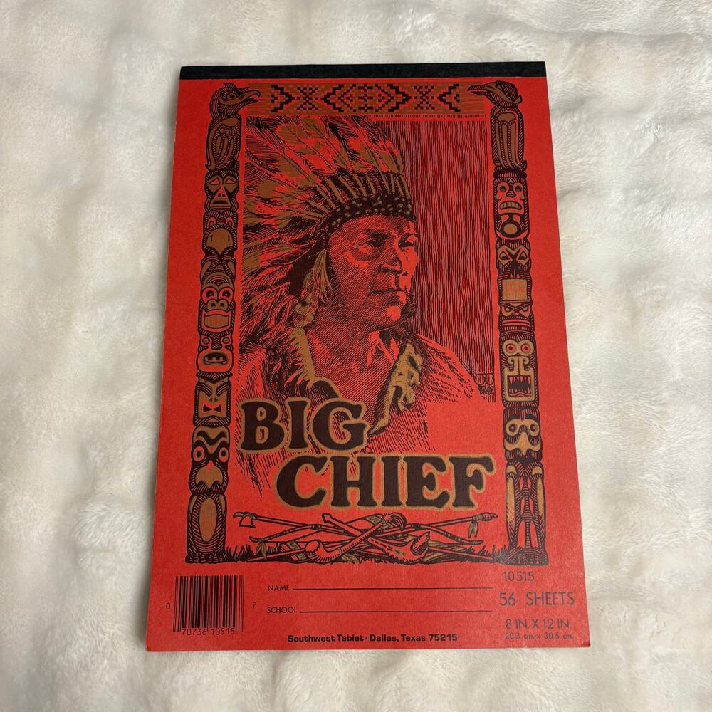 Vintage Partial Used Big Chief Writing Tablet Notebook Headdress